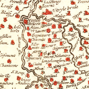 Vintage Map of Champagne Region of France, 1623