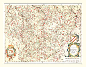 Vintage Map of Champagne Region of France, 1623