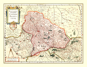 Vintage Map of Beauvais France, 1623
