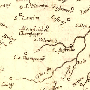 Vintage Map of Bourbonnais France, 1623