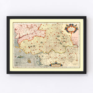 Vintage Map of Poitou France, 1623