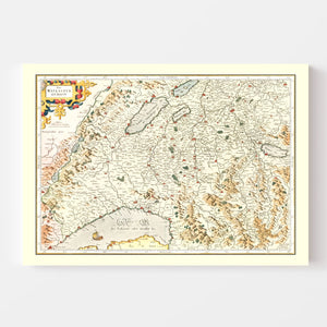 Vintage Map of Switzerland (Das Wiflispurgergou), 1623