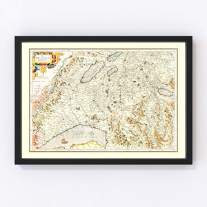 Vintage Map of Switzerland (Das Wiflispurgergou), 1623