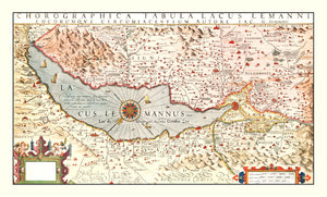 Vintage Map of Lake Geneva, 1623