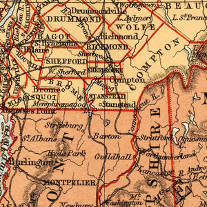 Vintage Map of Canada & Northern United States 1871
