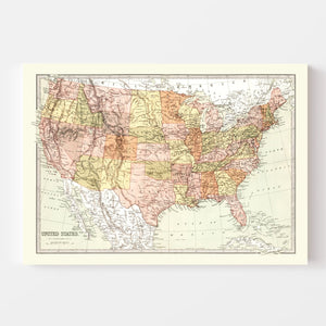 Vintage Map of United States 1871