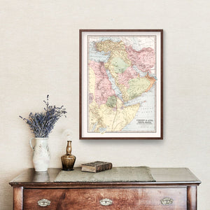 Vintage Map of Turkey, Persia, Arabia & Egypt 1871