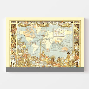 Vintage World Map 1886