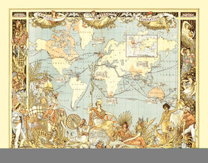 Vintage World Map 1886