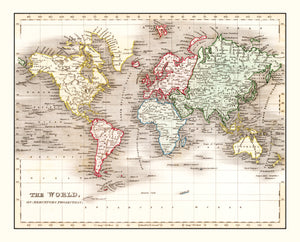 Vintage World Map 1832