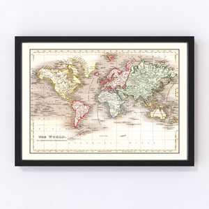 Vintage World Map 1832