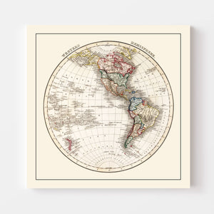 Vintage Western Hemisphere Map 1832