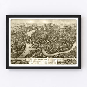 Vintage Map of Norwich, Connecticut 1876