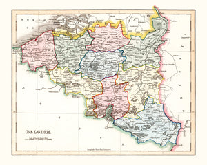Vintage Map of Belgium 1832