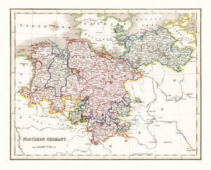 Vintage Map of Northern Germany 1832