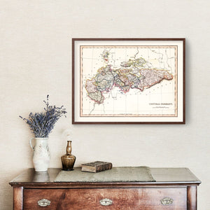 Vintage Map of Central Germany 1832