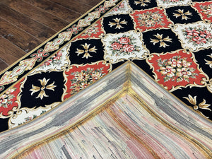 Wide Runner Rug 6x17 ft, Custom Made Vintage Stark Carpet 6 x 17 ft, Red Black Ivory, Corridor Hallway Rug, European Panel Design, Floral