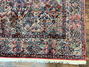 Karastan Rug 8.8 x 15, Multicolor Panel Kirman Rug #717, Large Wool Karastan Carpet, Vintage Multipanel Kirman, Original 700 Series