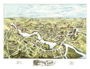 Vintage Map of Putnam, Connecticut 1877