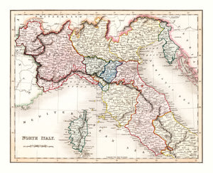 Vintage Map of North Italy 1832