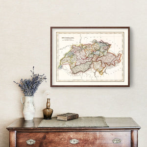 Vintage Map of Switzerland 1832