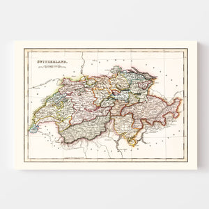 Vintage Map of Switzerland 1832