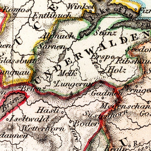 Vintage Map of Switzerland 1832