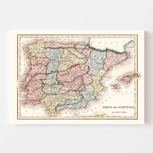 Vintage Map of Spain & Portugal 1832