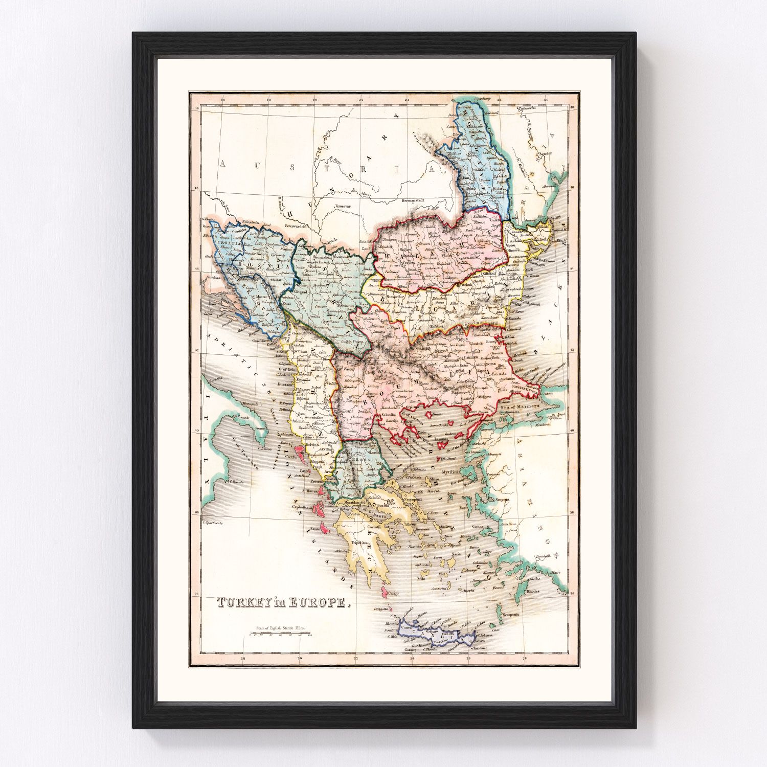 Vintage Map of Turkey in Europe 1832