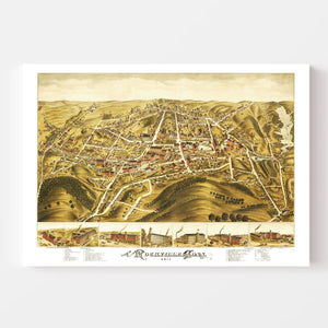 Vintage Map of Rockville, Connecticut 1877