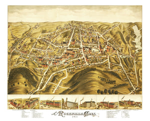 Vintage Map of Rockville, Connecticut 1877