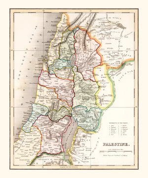Vintage Map of Palestine 1832