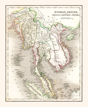 Vintage Map of Burman Empire 1832
