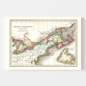 Vintage Map of British Possessions in North America 1832