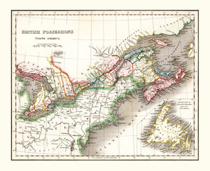 Vintage Map of British Possessions in North America 1832
