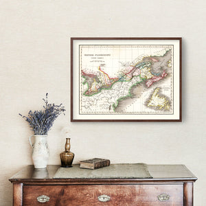 Vintage Map of British Possessions in North America 1832