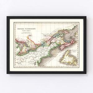 Vintage Map of British Possessions in North America 1832