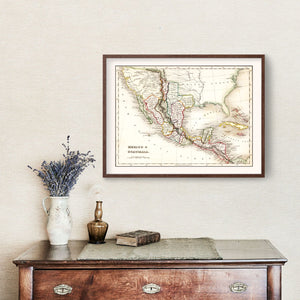 Vintage Map of Mexico & Guatemala 1832