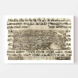 Vintage Map of Rockville, Connecticut 1895