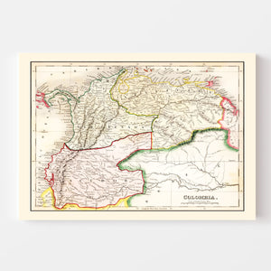 Vintage Map of Colombia 1832