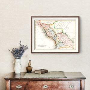 Vintage Map of Peru & Bolivia 1832