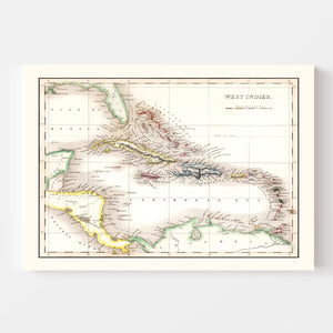Vintage Map of West Indies 1832