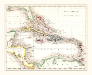 Vintage Map of West Indies 1832