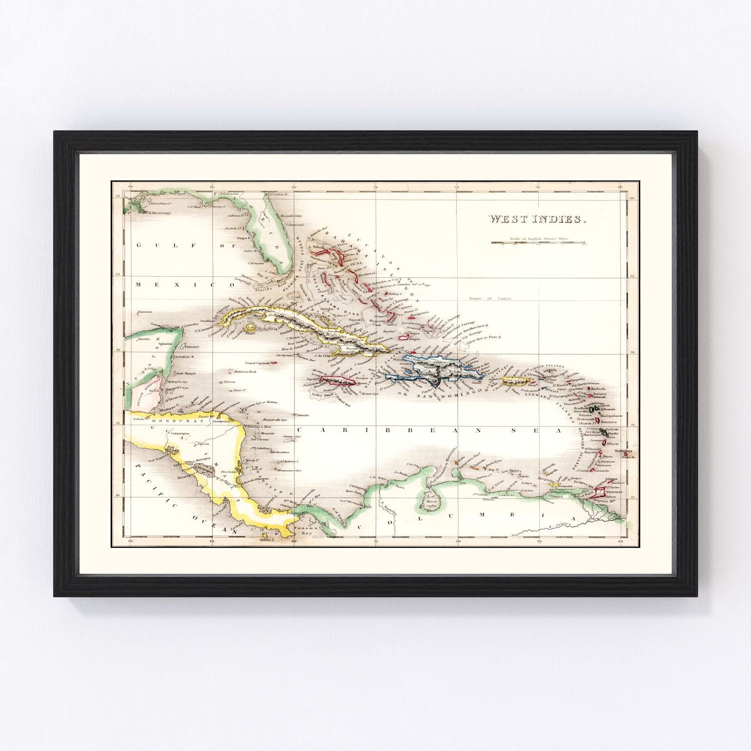 Vintage Map of West Indies 1832