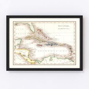 Vintage Map of West Indies 1832