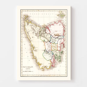 Vintage Map of Van Diemen's Land (Tasmania) 1832