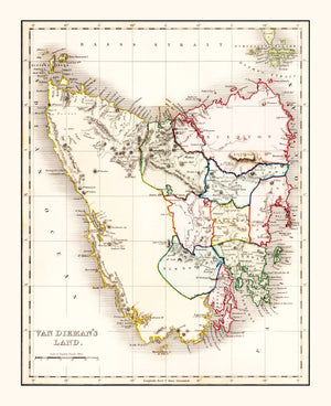 Vintage Map of Van Diemen's Land (Tasmania) 1832