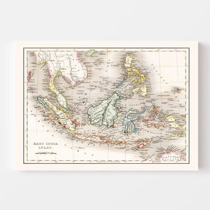 Vintage Map of Indonesia, Malaysia & Philippines 1832
