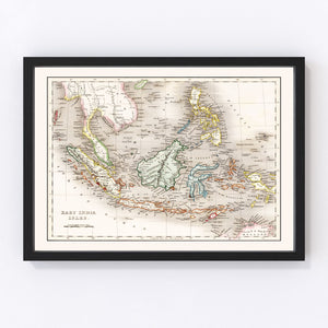Vintage Map of Indonesia, Malaysia & Philippines 1832