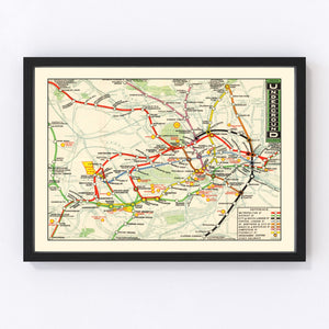 Vintage Map of the Underground Railways of London 1912